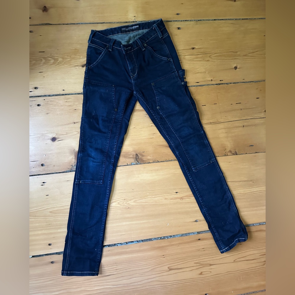 Moxie and Moss (now Dovetail Workwear) carpenter jeans slim leg size 26/32 dark